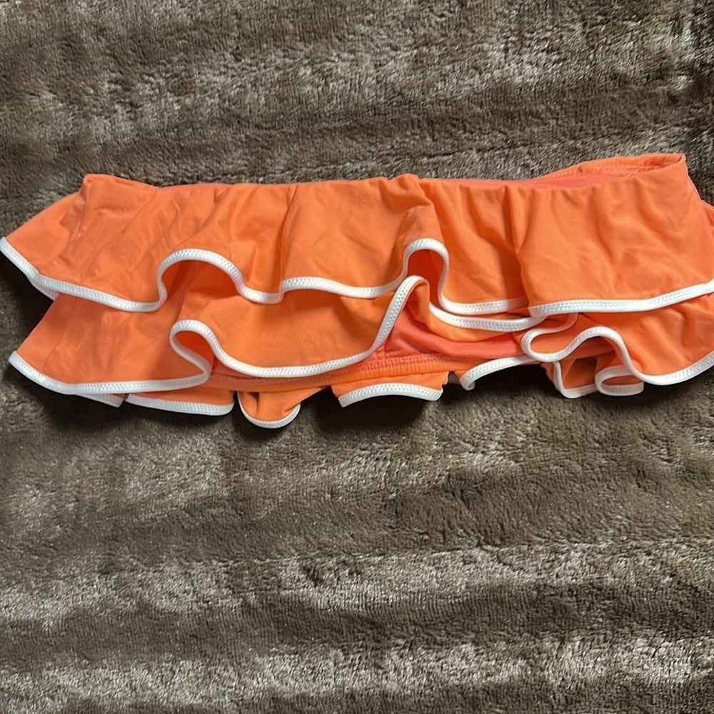 CARMEN MARC VALVO Ruffle Bandeau Bikini Set Sun Coral Sz Med - Picture 3 of 10